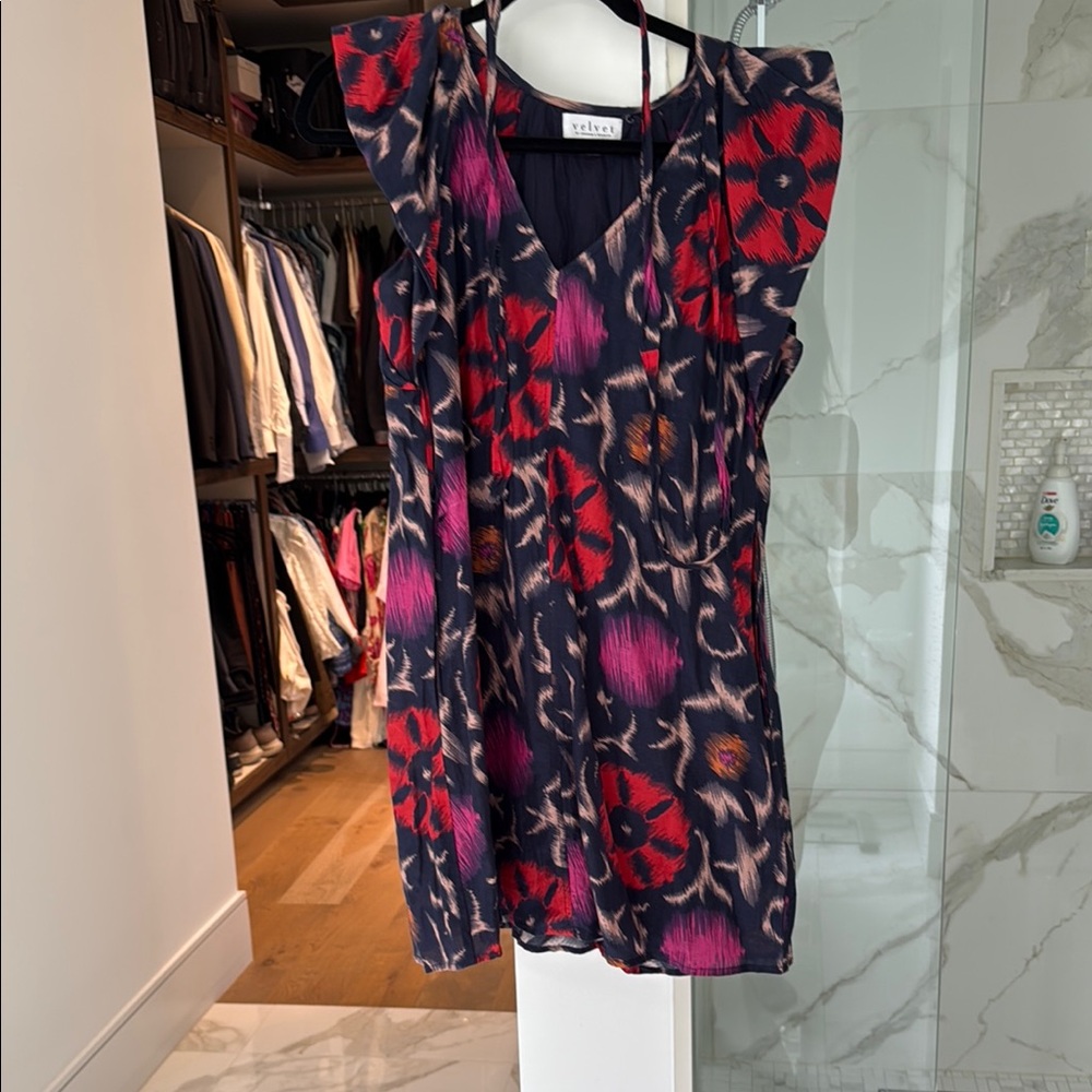 Velvet Red and Pink cotton Sundress